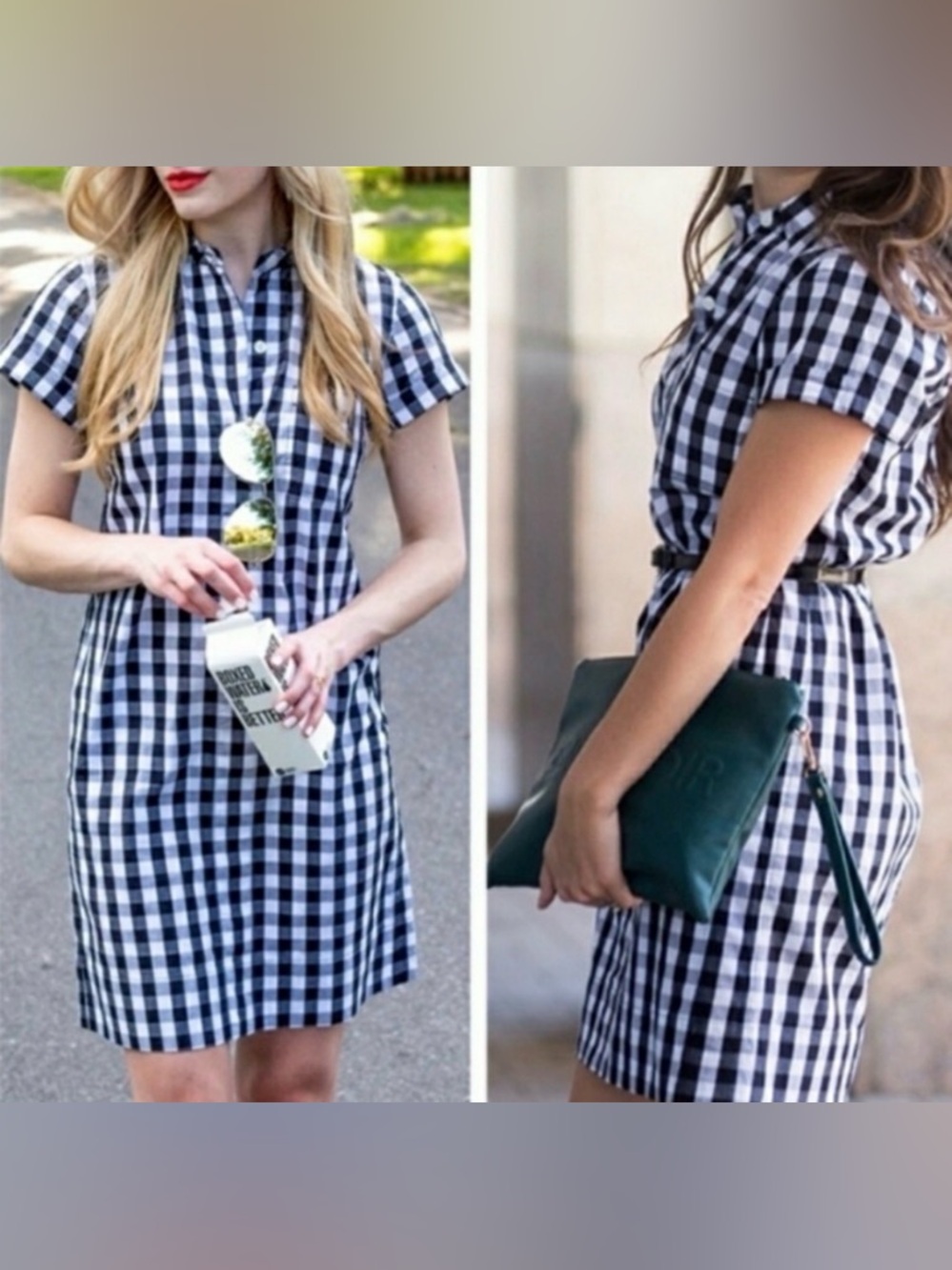 J. Crew B&W Buffalo Plaid Shirt Dress - Picture 2 of 14